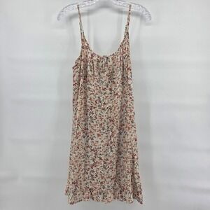 Abercrombie Fitch Mini Dress Womens L Orange Prairie‎ Smocked Ditsy Floral